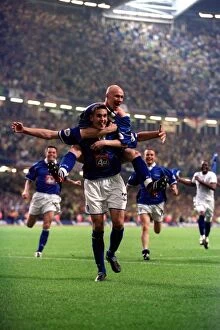 Images Dated 12th May 2002: Andrew Johnson's Euphoric Moment: Sealing Birmingham City's Promotion with Playoff Final Penalty