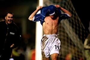 Images Dated 31st January 2001: Andrew Johnson's Euphoric Moment: Birmingham City's Historic Fourth Goal in the 2001 Worthington