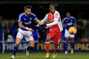 Images Dated 24th February 2015: Battle for the Ball: Chambers vs. Thomas - Ipswich Town vs. Birmingham City Rivalry in Sky Bet