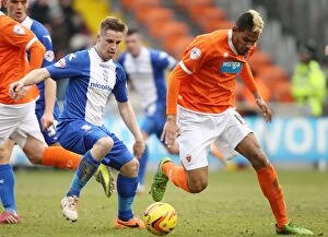 Sky Bet Championship : Blackpool v Birmingham City : Bloomfield Road : 22-02-2014 Collection: Battle for the Ball: Haroun vs. Hancox in Sky Bet Championship Showdown at Bloomfield Road