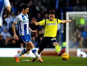 Sky Bet Championship : Brighton and Hove Albion v Birmingham City : AMEX Stadium : 11-01-2014 Collection: Battle for the Ball: Keith Andrews vs. Oliver Lee - Sky Bet Championship Showdown at AMEX Stadium