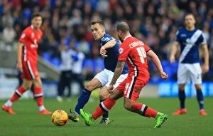Sky Bet Championship - Birmingham City v Milton Keynes Dons - St.Andrews Collection: Battle for the Ball: Kieftenbeld vs. Carruthers in Intense Sky Bet Championship Rivalry