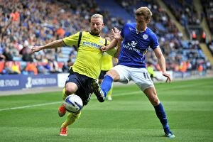 Sky Bet Championship : Leicester City v Birmingham City : King Power Stadium : 24-08-2013 Collection: Battle for the Ball: Wade Elliott vs. Andy King - Sky Bet Championship Rivalry
