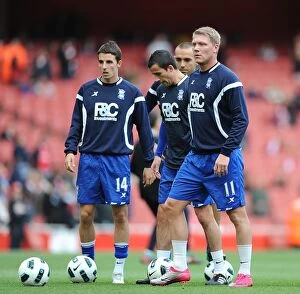 Images Dated 16th October 2010: Battle at Emirates: Garry O'Connor and Matt Derbyshire vs. Arsenal (Birmingham City FC)