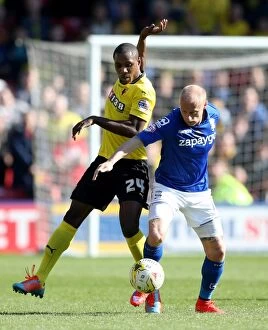 Images Dated 18th April 2015: Battleground Vicarage Road: Ighalo vs. Cotterill - Sky Bet Championship Showdown