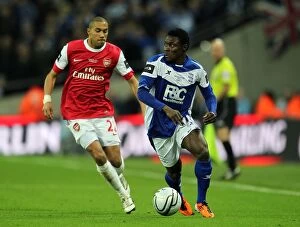 Battling for the Carling Cup: Obafemi Martins vs. Gael Clichy - A Football Rivalry at Wembley Stadium