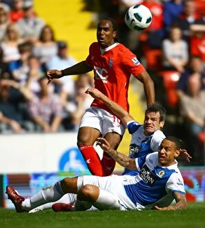 09-04-2011 v Blackburn Rovers, Ewood Park Collection: Battling for Supremacy: Jerome vs. Jones and Nelsen - Birmingham City vs
