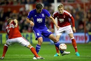 Sky Bet Championship - Nottingham Forest v Birmingham City - City Ground Collection: Battling for Supremacy: Jutkiewicz vs. Perquis and Vaughan in Sky Bet Championship Clash