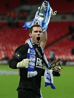 Ben Foster: Birmingham City's Man of the Match at Carling Cup Final vs. Arsenal, Wembley Stadium - Holding the Trophy High
