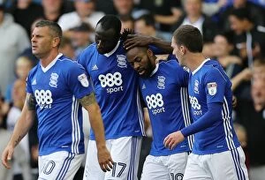 Images Dated 12th August 2017: Birmingham City Celebrate: Maghoma, Gardner, and Ndoye Rejoice Over Maghoma's Second Goal Against