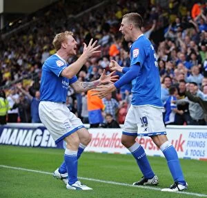 Images Dated 28th August 2011: Birmingham City: Chris Wood and Chris Burke Celebrate Second Goal Against Watford