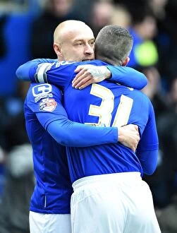 Images Dated 14th March 2015: Birmingham City: Cotterill and Caddis Celebrate Opening Goal Against Huddersfield Town