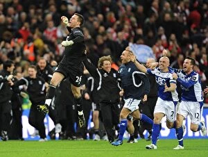 Goal Celebrations Collection: Birmingham City FC: Ben Foster and Teams Triumphant Carling Cup Victory Celebrations at Wembley