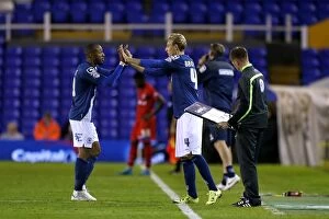 Capital One Cup - Second Round - Birmingham City v Gillingham - St. Andrew's Collection: Birmingham City FC: Brock-Madsen Replaces Wesley Thomas in Capital One Cup Match Against Gillingham