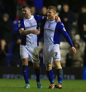 FA Cup : Round 3 Replay : Birmingham City v Bristol Rovers : St. Andrew's : 14-01-2014 Collection: Birmingham City FC: Burke and Robinson's Double Strike Celebration in FA Cup Third Round Replay