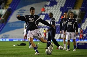 Images Dated 21st September 2010: Birmingham City FC: Enric Valles Hones Shooting Skills Ahead of Carling Cup Showdown vs