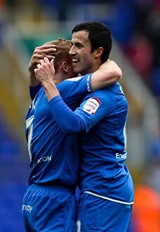 Images Dated 7th April 2012: Birmingham City FC: Fahey and Burke Celebrate Historic Second Goal Against Crystal Palace