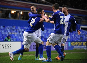 Birmingham City FC: Lee Novak, Paul Caddis, Shane Ferguson, and Albert Rusnak Celebrate Opening Goal Against Swansea City in FA Cup