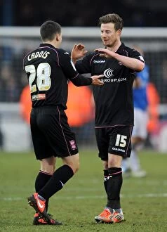 Images Dated 23rd February 2013: Birmingham City FC: Paul Cadis and Wade Elliott Celebrate Championship Victory