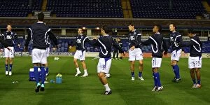 Images Dated 21st September 2010: Birmingham City FC: Preparing for Battle - Stretching Before Carling Cup Showdown Against Milton
