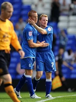 Images Dated 30th July 2011: Birmingham City FC: Rooney and Burke Celebrate Goal in Pre-Season Friendly Against Everton