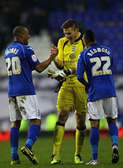 Images Dated 9th March 2013: Birmingham City FC: Wes Thomas, Nathan Redmond, and Jack Butland - Celebrating Championship