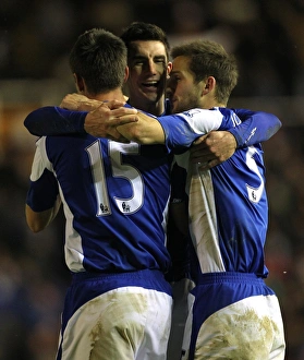 Birmingham City FC's Triumphant Quarter Final Carling Cup Win: Fahey, Dann, and Johnson Celebrate Over Aston Villa