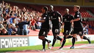 Images Dated 15th September 2012: Birmingham City: Hayden Mullins and Teammates Celebrate Goal Against Nottingham Forest in Npower