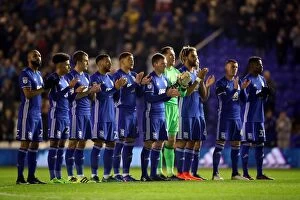 Images Dated 3rd March 2017: Birmingham City Honors Late Roger Hynd with Minutes Applause vs. Leeds United (Sky Bet Championship)
