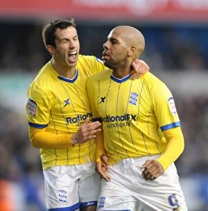 Images Dated 14th January 2012: Birmingham City: King and Fahey's Unstoppable Synergy - Second Goal Celebration vs
