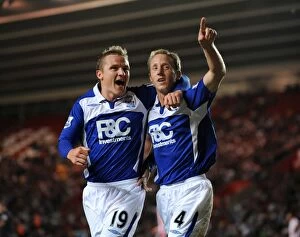 Carling Cup Round 2, 25-08-2009 v Southampton, St. Mary's Stadium Collection: Birmingham City: Lee Bowyer and Gary McSheffrey's Unforgettable Goal Celebration vs
