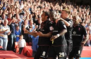 Images Dated 15th September 2012: Birmingham City: Mullins, Lita, King, Elliott Celebrate Goal Against Nottingham Forest in Npower