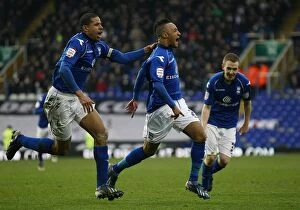 Birmingham City v Derby County : St. Andrew's : 09-03-2013 Collection: Birmingham City: Nathan Redmond and Curtis Davies Celebrate Second Goal Against Derby County in