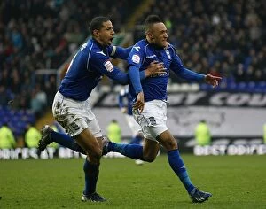 Images Dated 9th March 2013: Birmingham City: Redmond and Davies Celebrate Double Strike Against Derby County in Npower