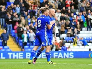 Images Dated 1st October 2016: Birmingham City: Stephen Gleeson and David Cotterill Celebrate First Goal Against Blackburn Rovers