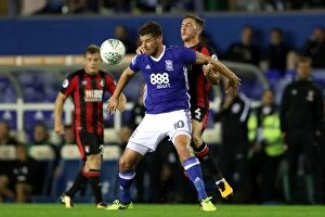 Images Dated 22nd August 2017: Birmingham City vs AFC Bournemouth: Carabao Cup Second Round Clash - Jutkiewicz vs Gosling Battle