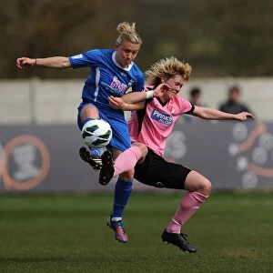 Images Dated 21st April 2013: Birmingham City vs Lincoln City Ladies: FA Womens Super League Showdown - A Tight Battle Between