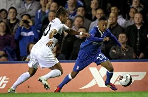 Images Dated 25th August 2011: Birmingham City vs Nacional: Europa League Showdown - Nathan Redmond vs Jose Edgar Costa