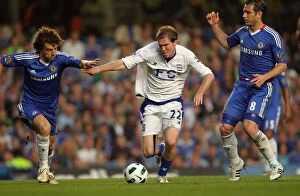Images Dated 20th April 2011: Birmingham City's Alexander Hleb Outsmarts Chelsea's Luiz and Lampard