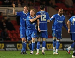 Images Dated 30th March 2012: Birmingham City's Chris Burke Scores Second Goal Against Doncaster Rovers in Npower Championship