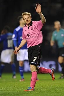 Images Dated 12th April 2013: Birmingham City's Chris Burke Scores Shocking Goal Against Leicester City in Championship Match