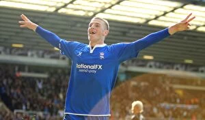Images Dated 16th October 2011: Birmingham City's Chris Wood: Double Delight Against Leicester City (October 16, 2011)