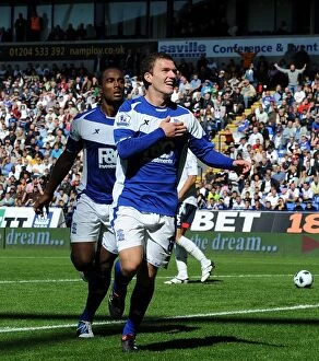 Images Dated 29th August 2010: Birmingham City's Craig Gardner Celebrates Second Goal Against Bolton Wanderers in Barclays