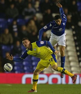 Birmingham City v Sheffield Wednesday : St. Andrew's : 19-02-2013 Collection: Birmingham City's Curtis Davies Outmuscles Connor Wickham: A Headed Duel in the Npower Championship