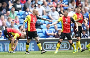 Birmingham City's David Cotterill and Paul Robinson Celebrate First Goal vs. Cardiff City (Sky Bet Championship)