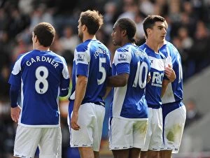 Images Dated 29th August 2010: Birmingham City's Defensive Wall: Craig Gardner, Roger Johnson, Cameron Jerome, Liam Ridgewell