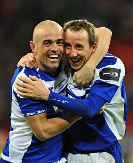 Goal Celebrations Collection: Birmingham City's Glory: Carr and Bowyer's Carling Cup Victory Celebration at Wembley