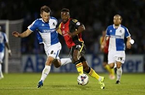 Capital One Cup - First Round - Bristol Rovers v Birmingham City - Memorial Stadium Collection: Birmingham City's Jacques Maghoma Tackled by Ollie Clarke in Intense Capital One Cup Clash