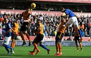 Images Dated 1st November 2014: Birmingham City's Jonathan Grounds Threatens Upset: A Head-to-Head Battle at Wolverhampton