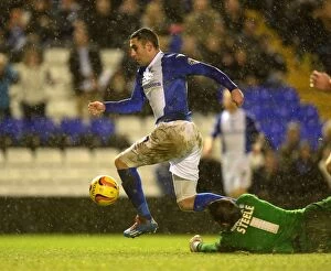 Images Dated 1st January 2014: Birmingham City's Lee Novak Scores Breathtaking Goal Past Barnsley's Luke Steele
